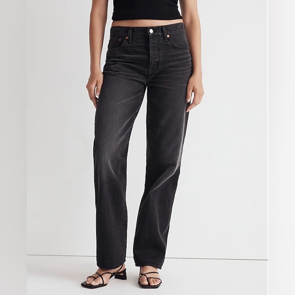 NWT NEW Madewell Low Slung Straight Jeans in Kent Wash Black